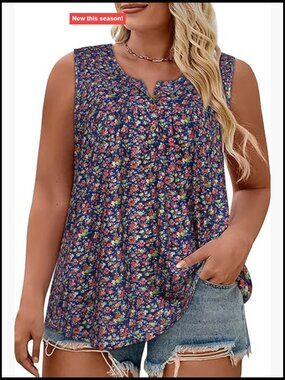 Plus Size Tank Top Sleeveless Blouse Oversized Loose Fit Summer Tops